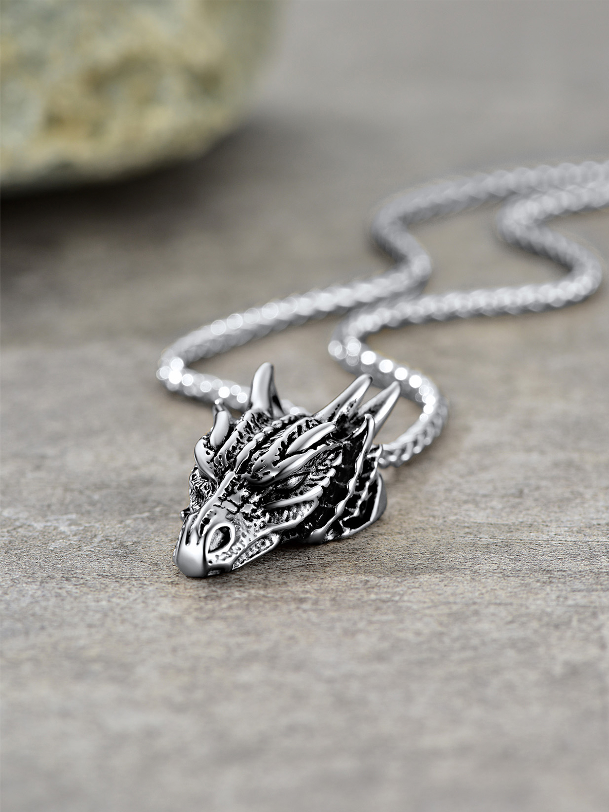 Dragon Head Pendant Animal Necklace in Stainless