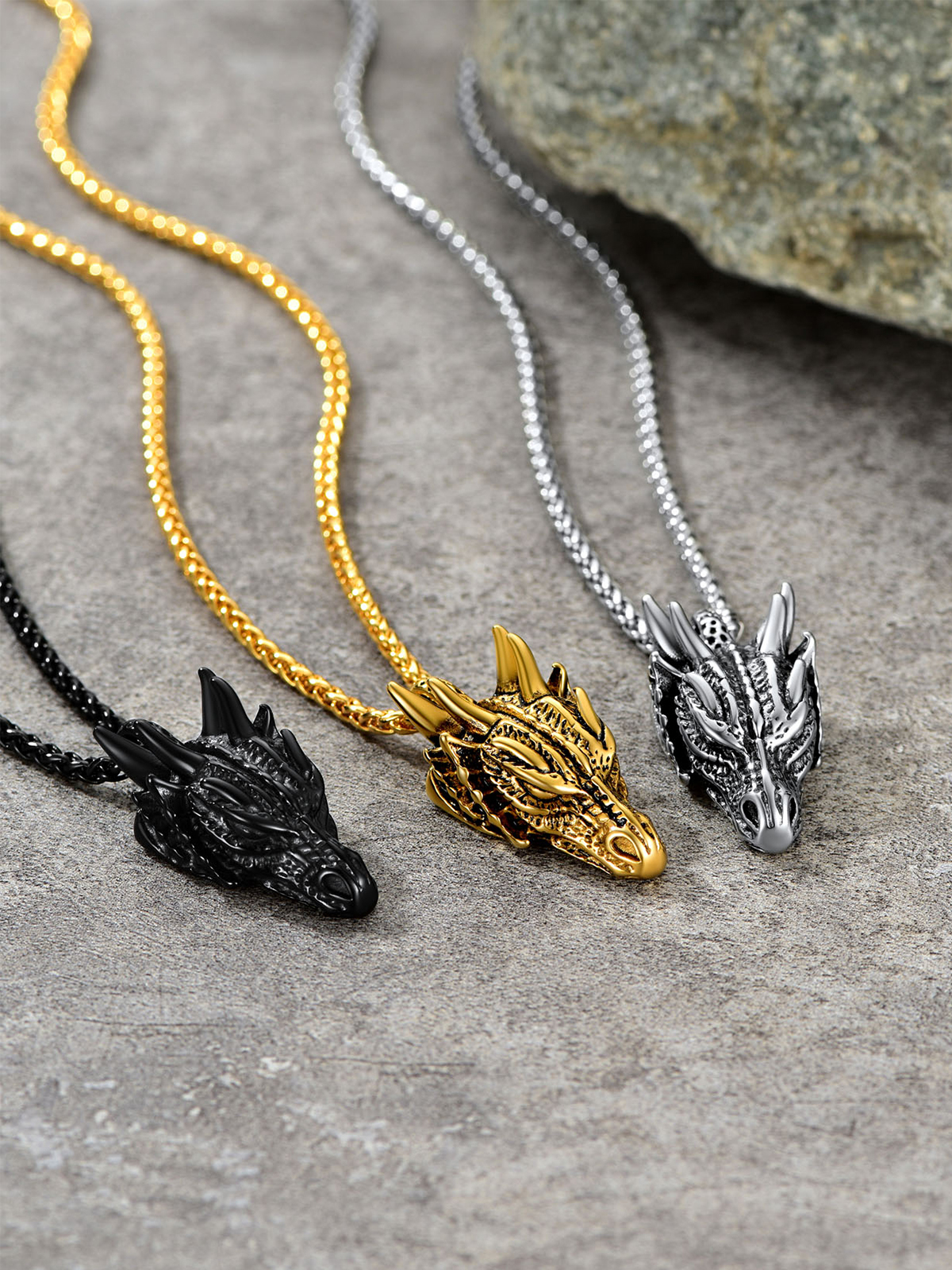 Dragon Head Pendant Animal Necklace in Stainless