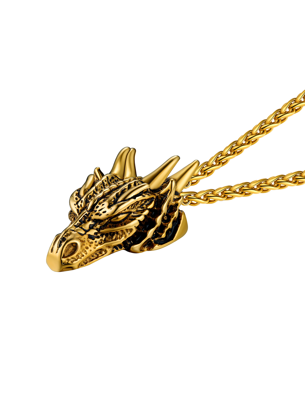 Dragon Head Pendant Animal Necklace in 18K Gold Plated