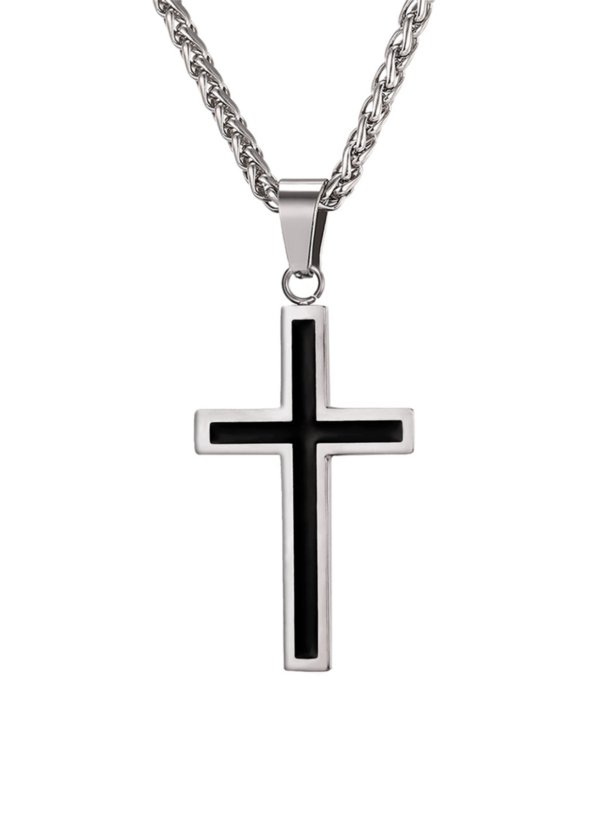 Simple Cross Baptism Pendant Necklace in Stainless