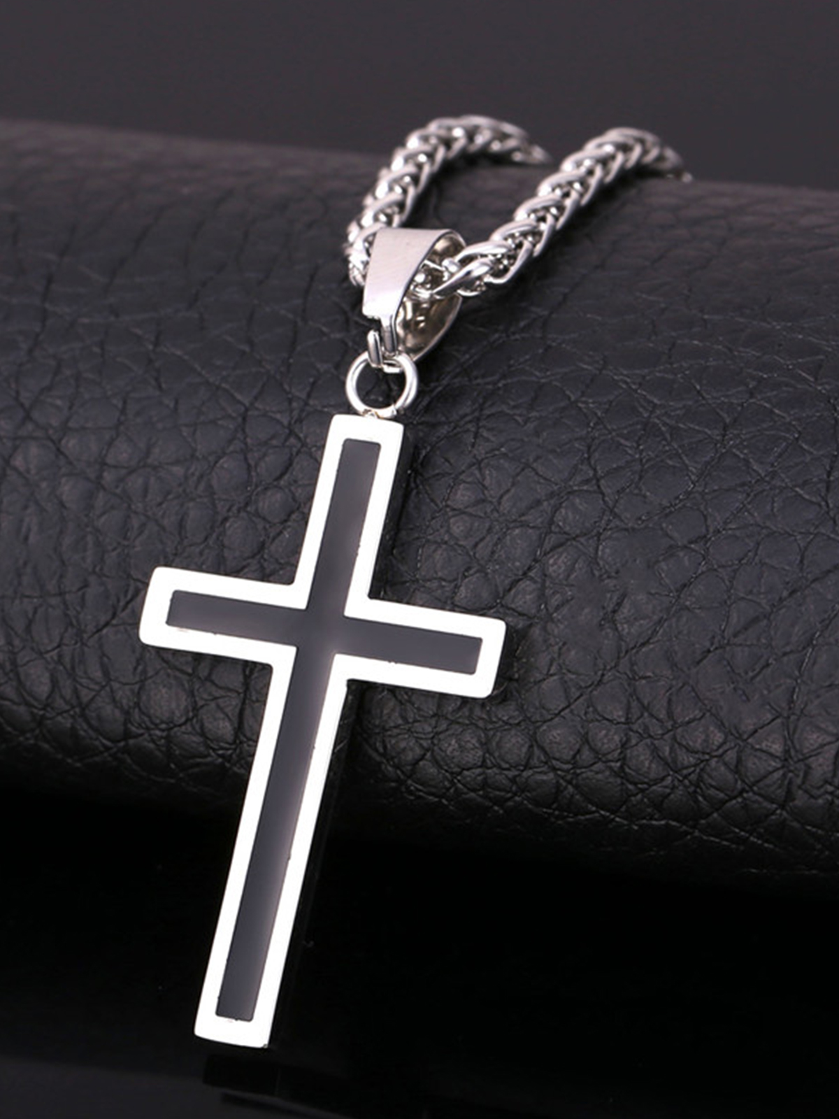 Simple Cross Baptism Pendant Necklace in Stainless
