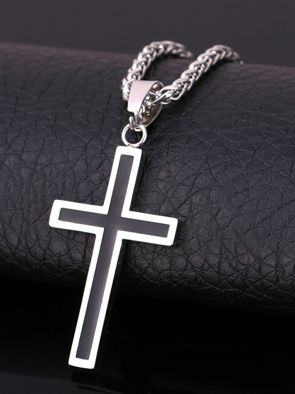 Simple Cross Baptism Pendant Necklace in Stainless
