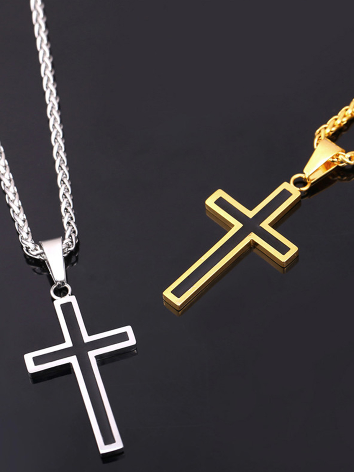 Simple Cross Baptism Pendant Necklace in 14K Gold