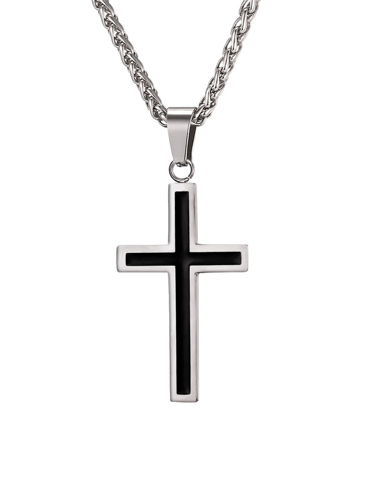 Simple Cross Baptism Pendant Necklace in Stainless