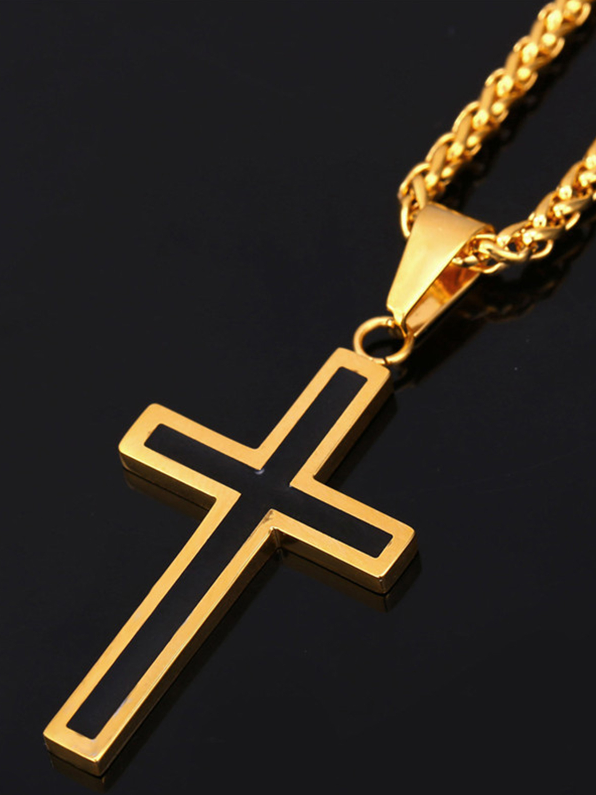 Simple Cross Baptism Pendant Necklace in 14K Gold