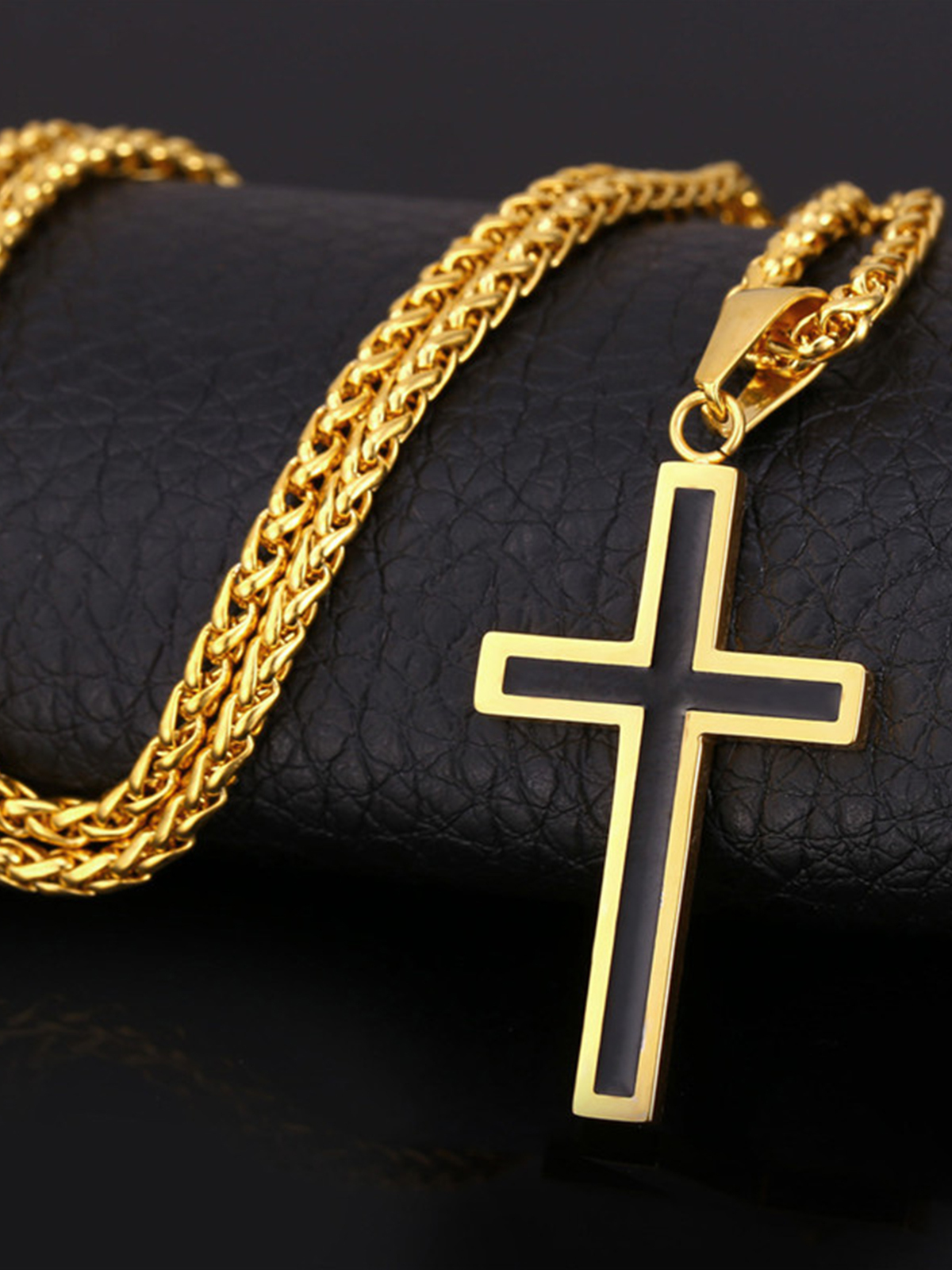 Simple Cross Baptism Pendant Necklace in 14K Gold