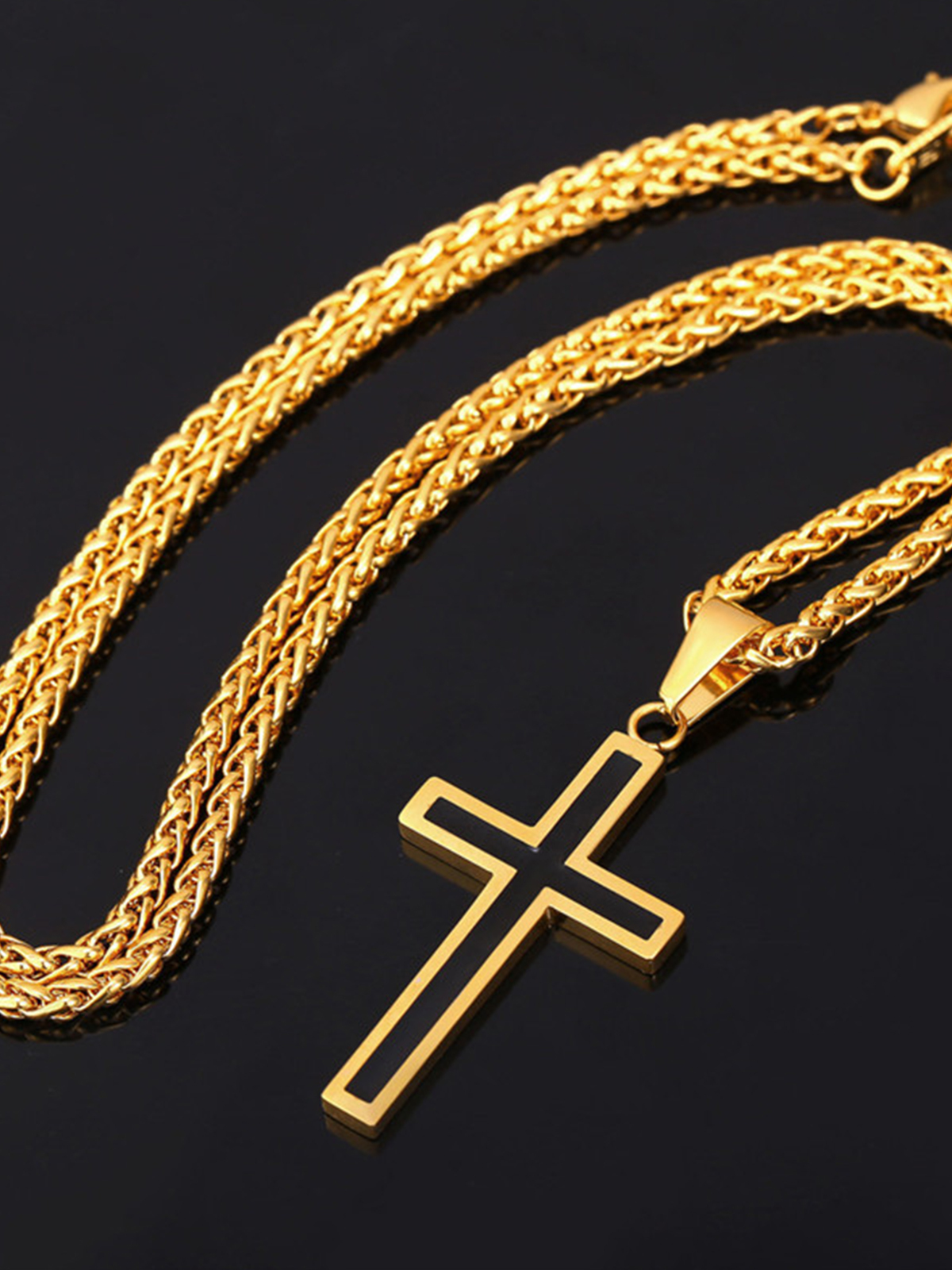 Simple Cross Baptism Pendant Necklace in 14K Gold