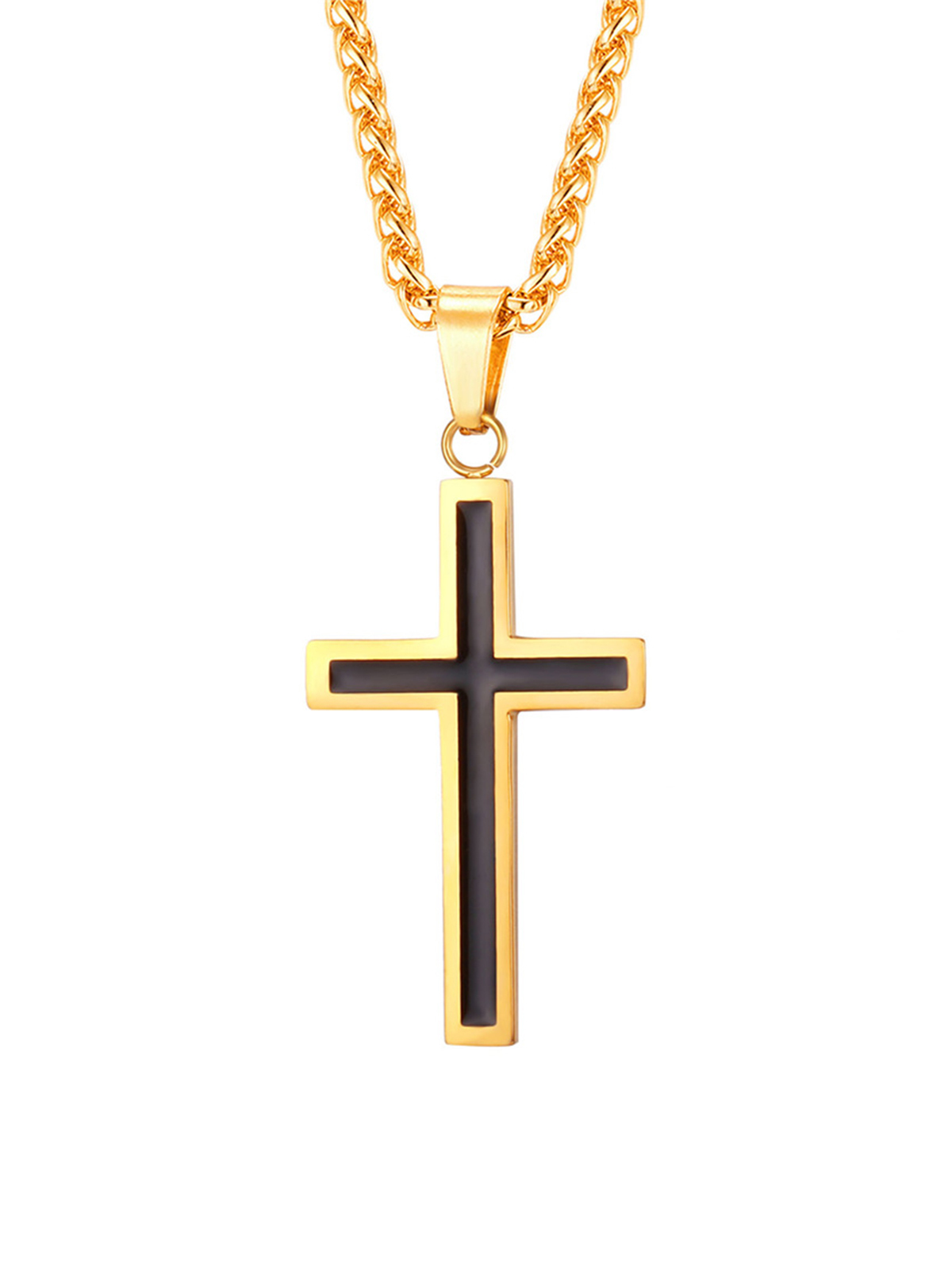 Simple Cross Baptism Pendant Necklace in 14K Gold
