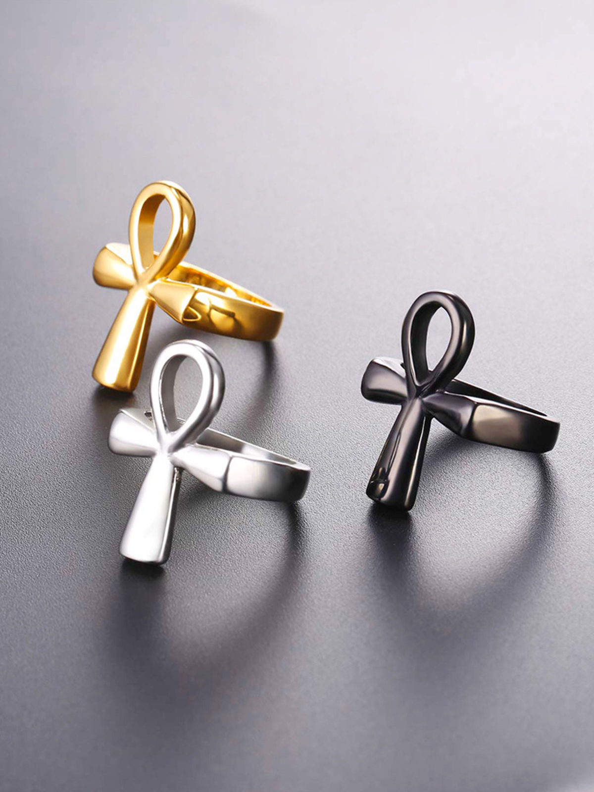 Egyptian Ankh Cross Ring in Stainless