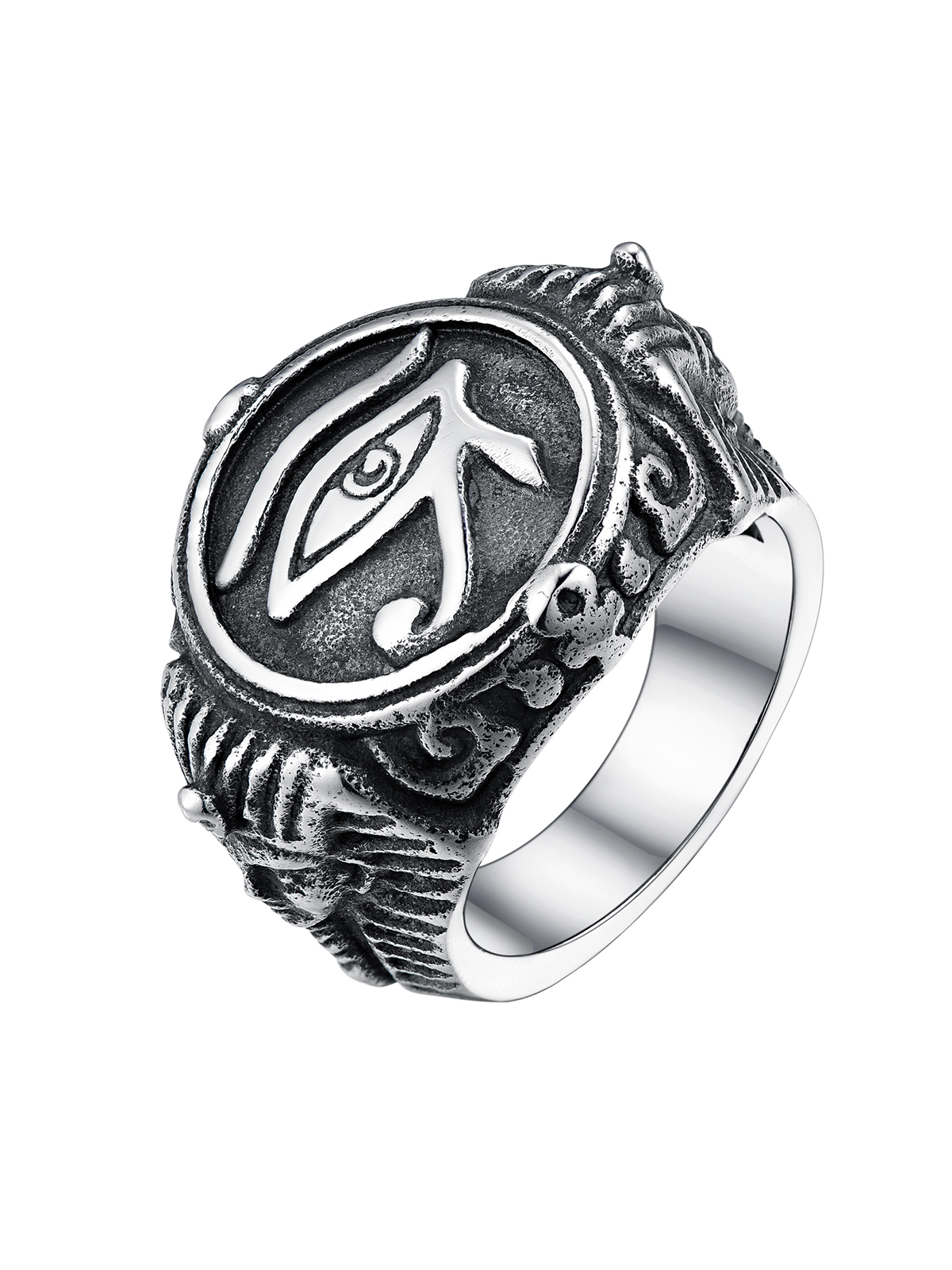 Vintage Egyptian Eye of Horus Signet Ring in Stainless