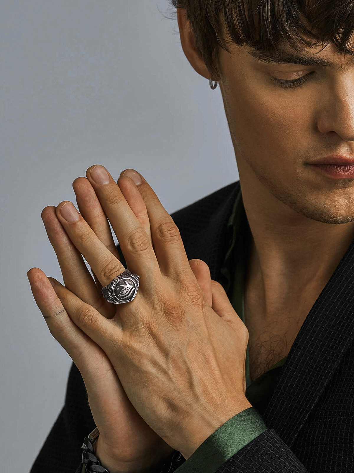 Vintage Egyptian Eye of Horus Signet Ring in Stainless