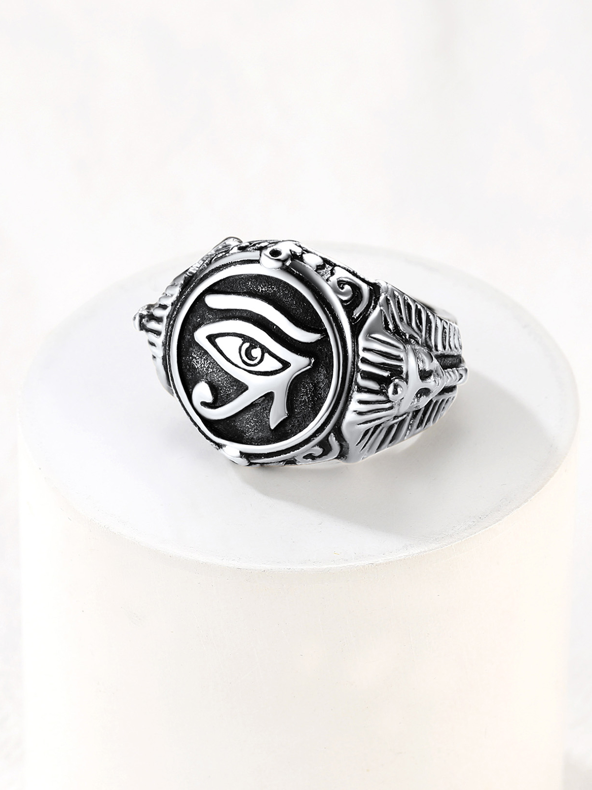 Vintage Egyptian Eye of Horus Signet Ring in Stainless