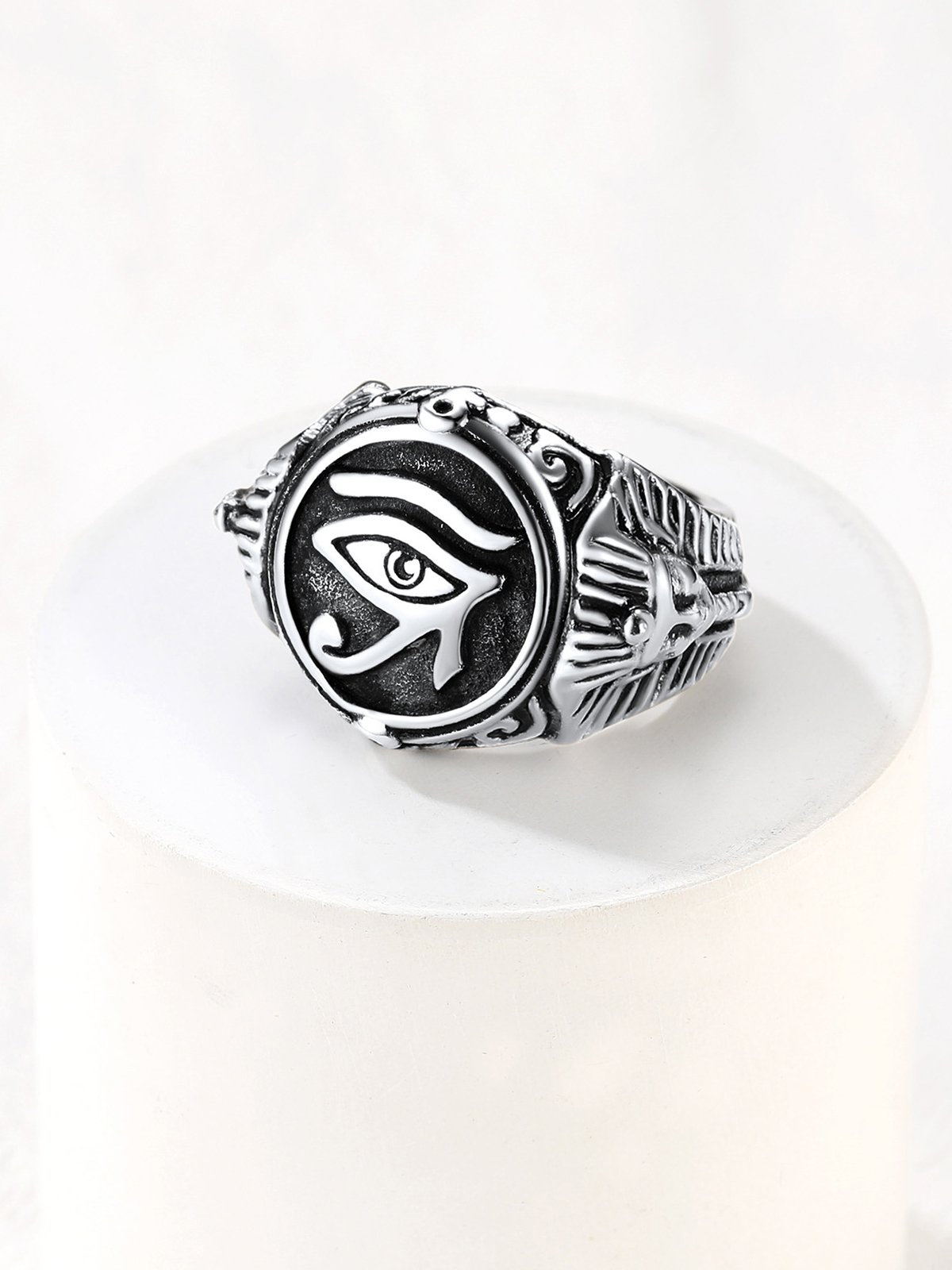 Vintage Egyptian Eye of Horus Signet Ring in Stainless