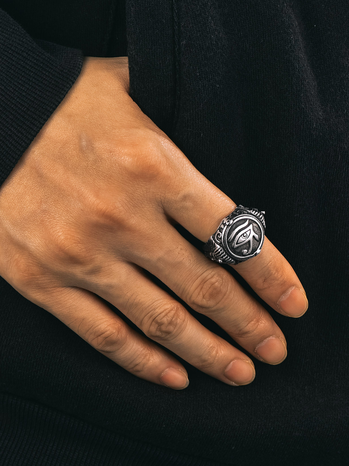Vintage Egyptian Eye of Horus Signet Ring in Stainless