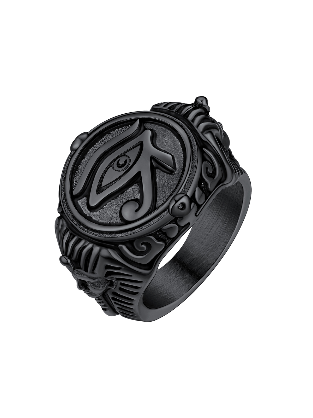 Vintage Egyptian Eye of Horus Signet Ring in Black