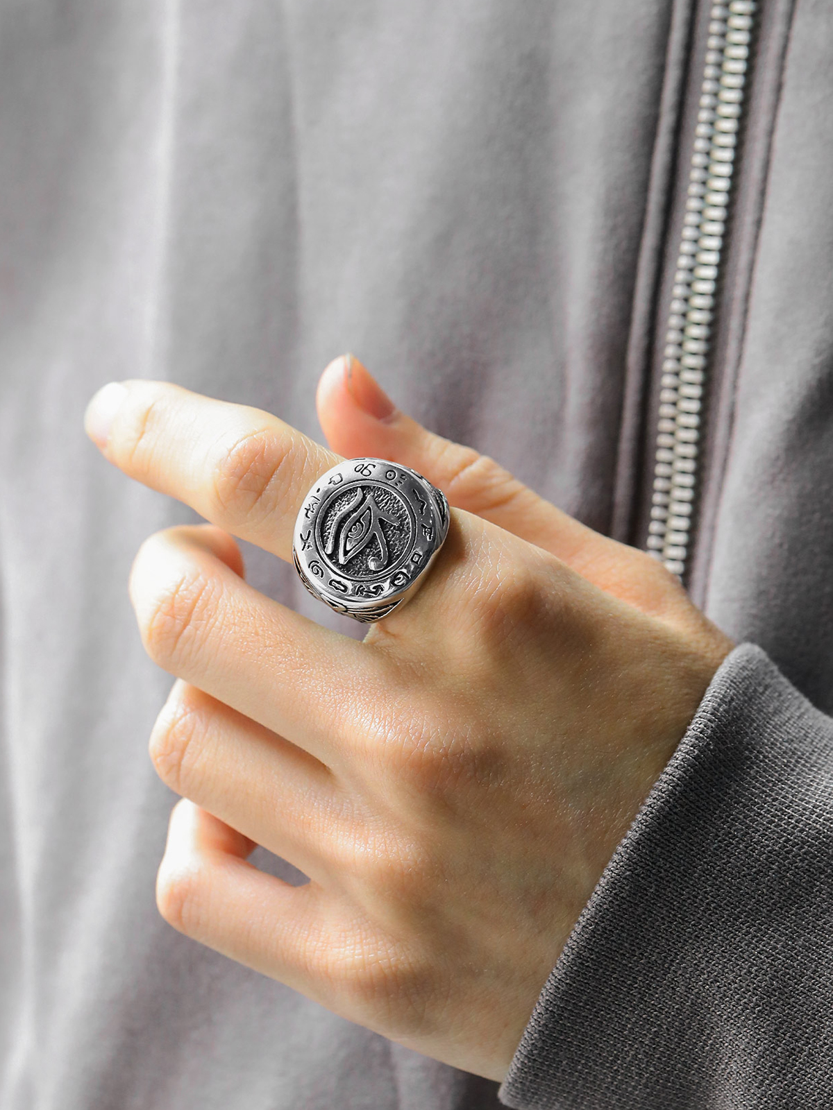 Vintage Egyptian Eye of Horus Ankh Cross Ring in Stainless Plated