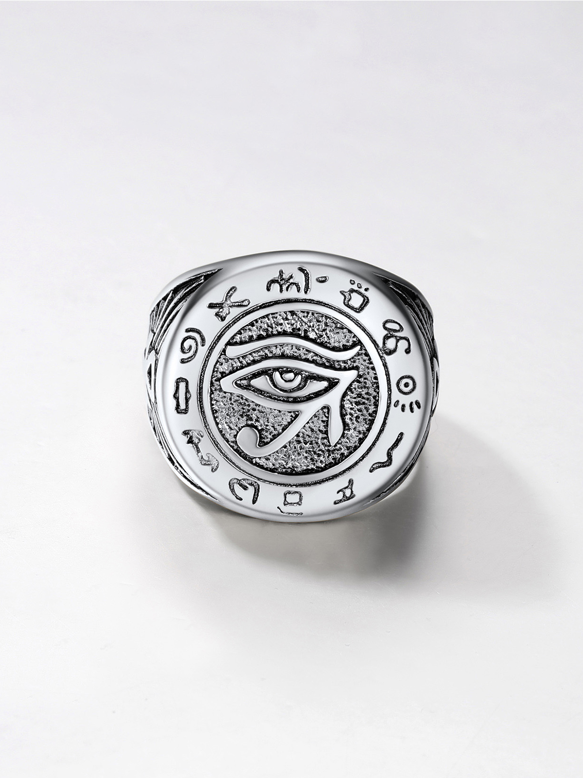 Vintage Egyptian Eye of Horus Ankh Cross Ring in Stainless Plated