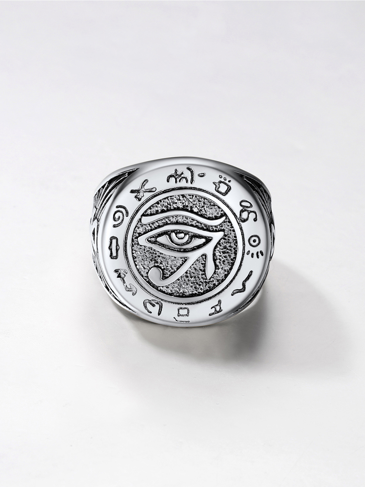 Vintage Egyptian Eye of Horus Ankh Cross Ring in Stainless Plated