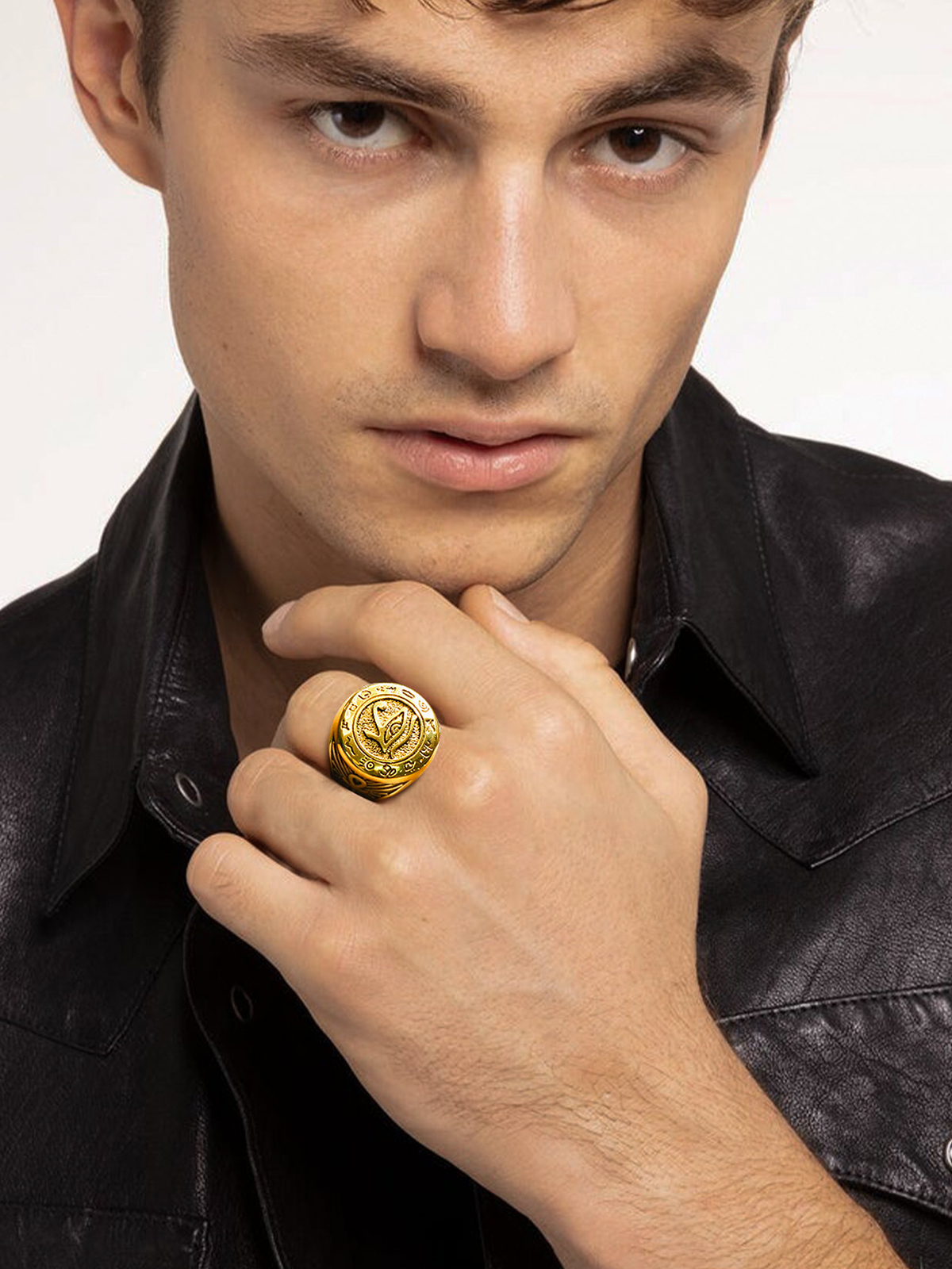 Vintage Egyptian Eye of Horus Ankh Cross Ring in 18K Gold Plated