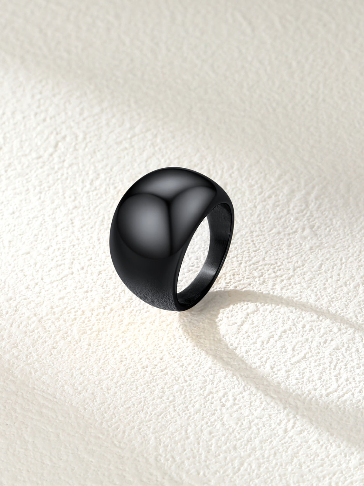16mm Chunky Dome Statement Ring in Black