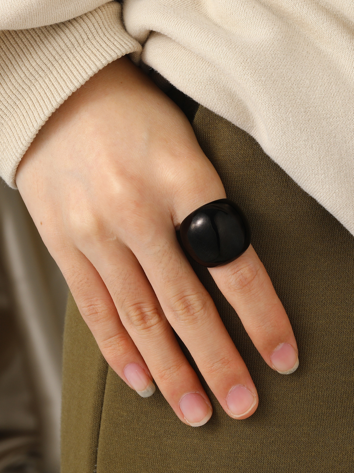 23mm Chunky Dome Statement Ring in Black