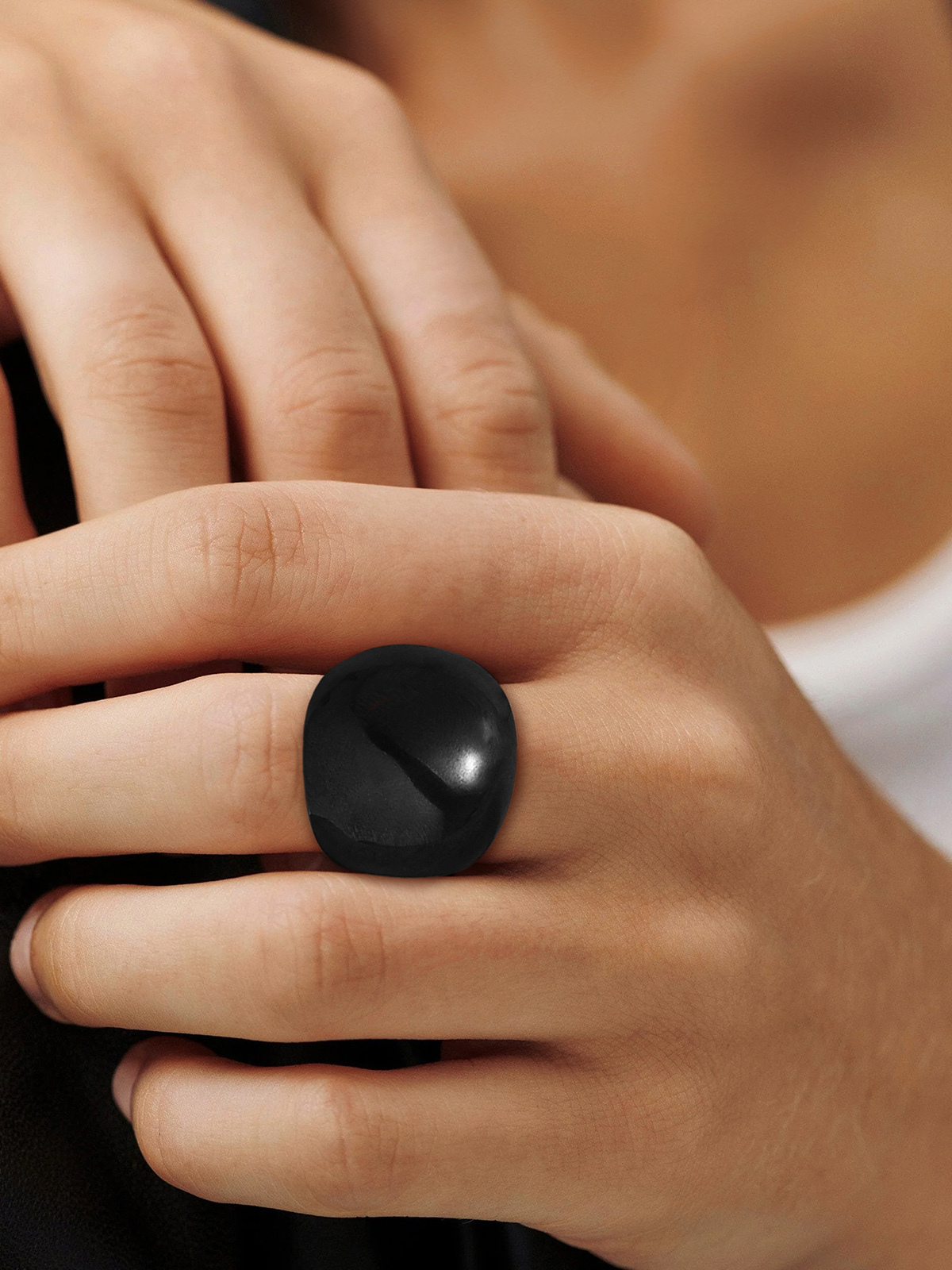 23mm Chunky Dome Statement Ring in Black