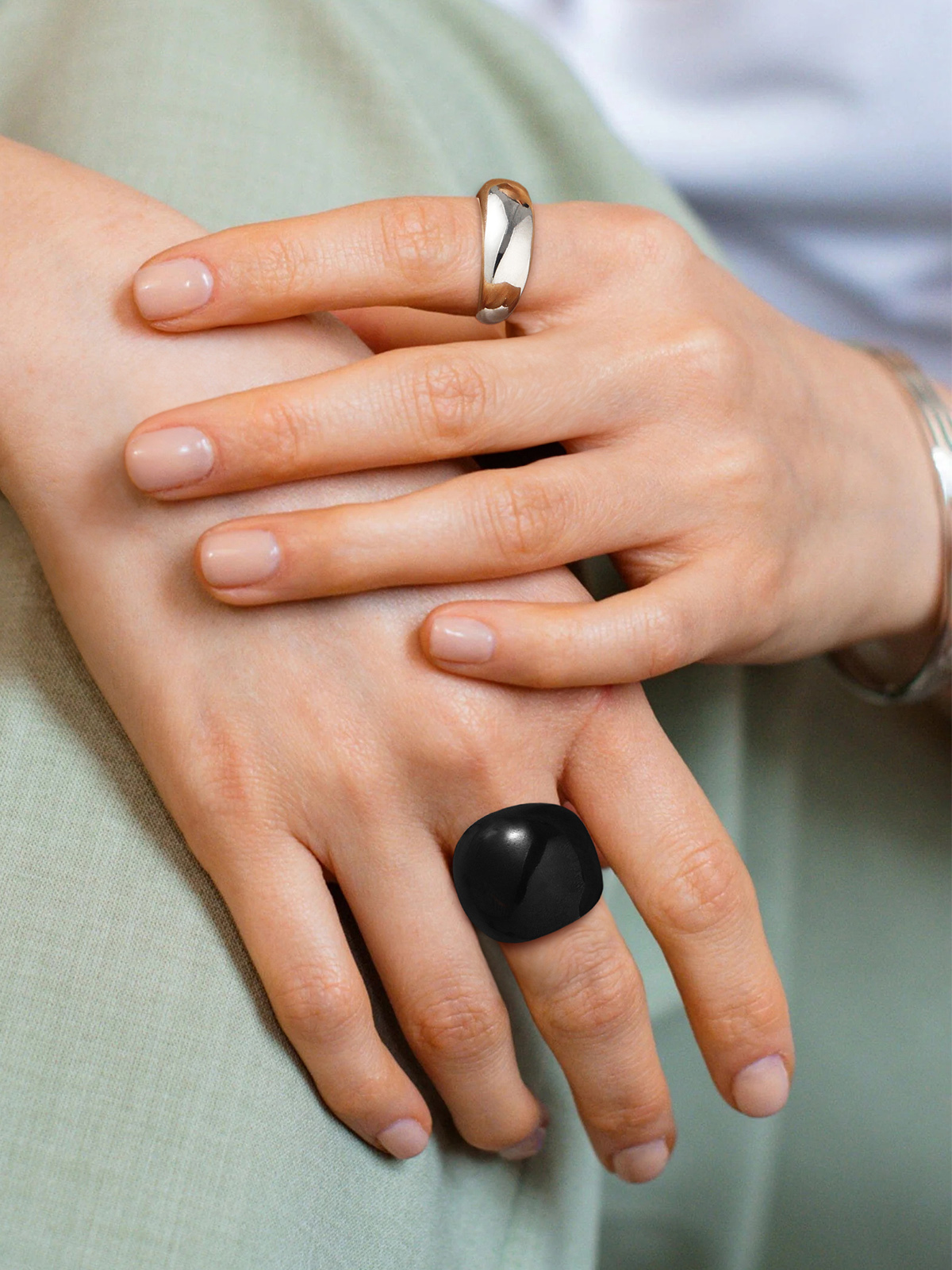 23mm Chunky Dome Statement Ring in Black