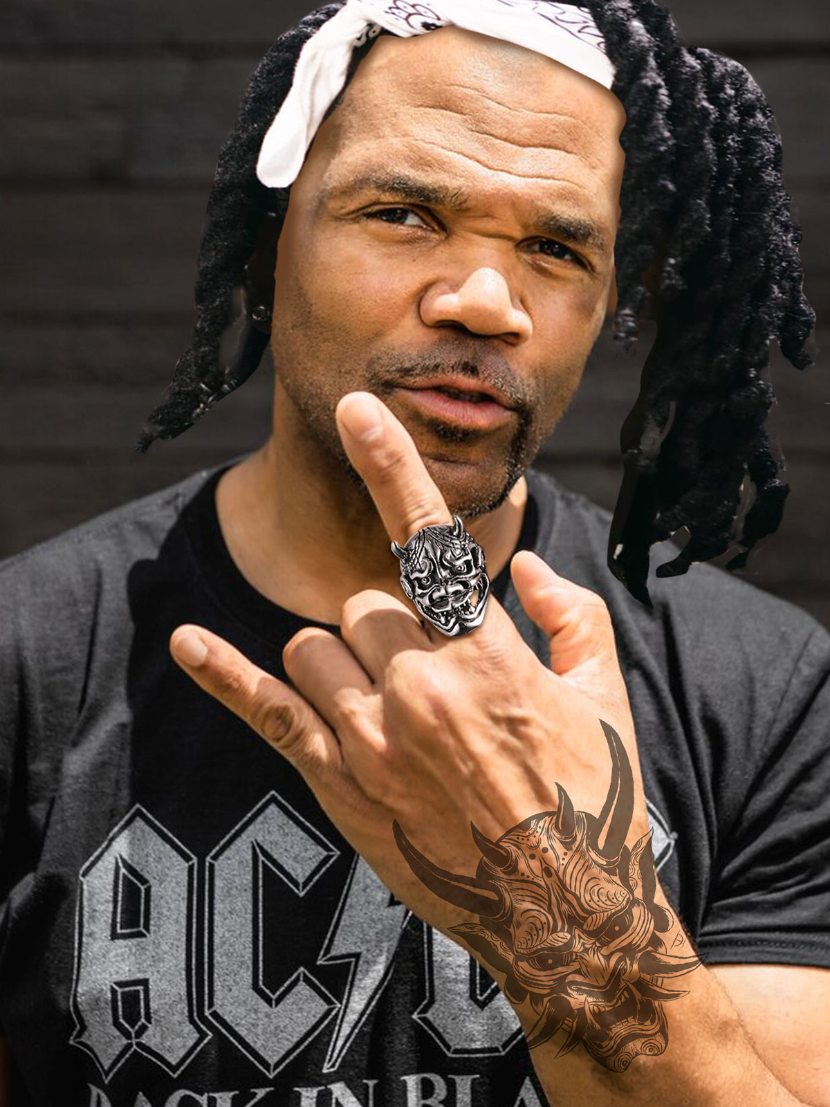 Halloween Gothic Jewelry Devil Horn Signet Ring in Stainless