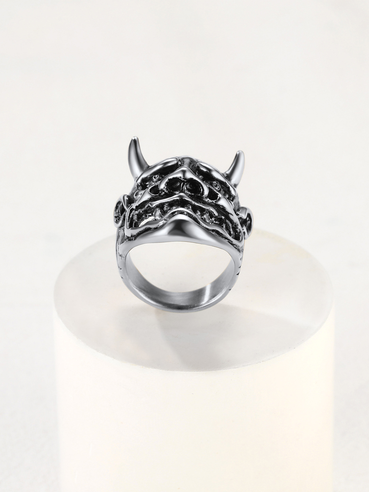 Halloween Gothic Jewelry Devil Horn Signet Ring in Stainless