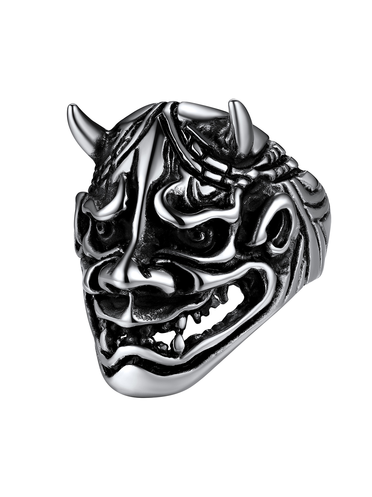 Halloween Gothic Jewelry Devil Horn Signet Ring in Stainless