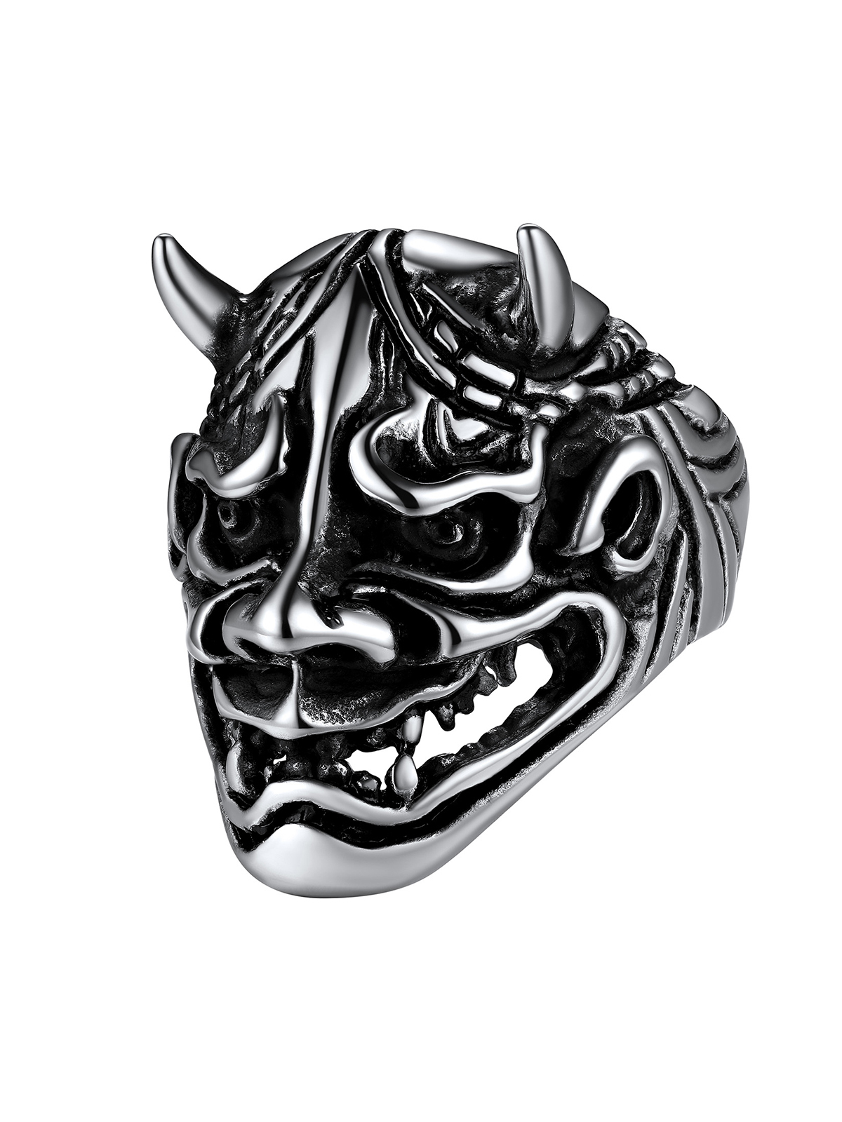 Halloween Gothic Jewelry Devil Horn Signet Ring in Stainless