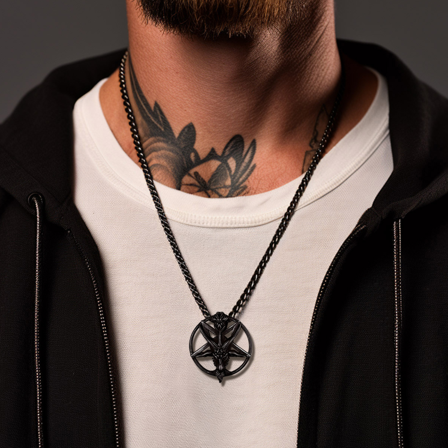 Goat Pendant Pentagram Necklace for Men-01