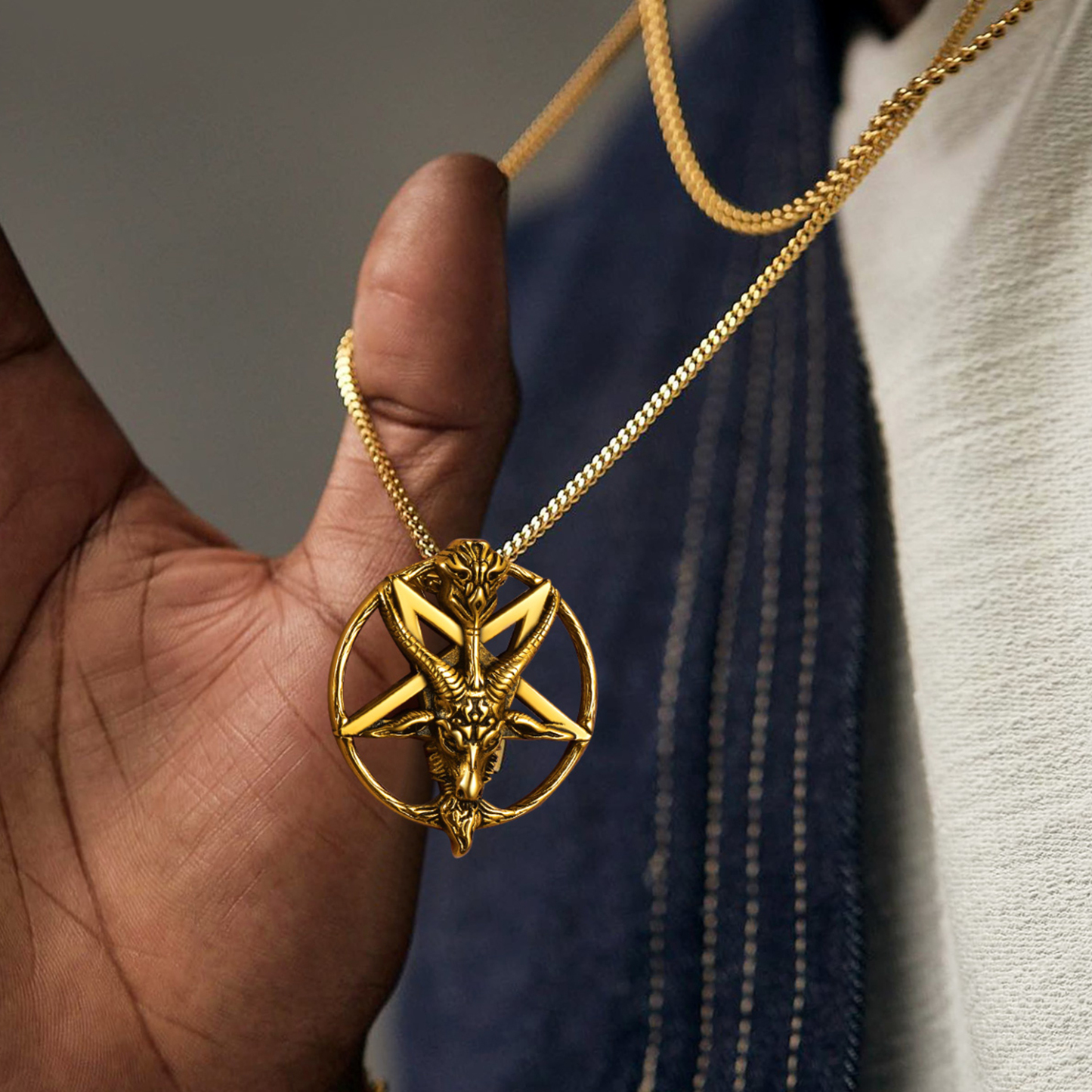Goat Pendant Pentagram Necklace for Men-01