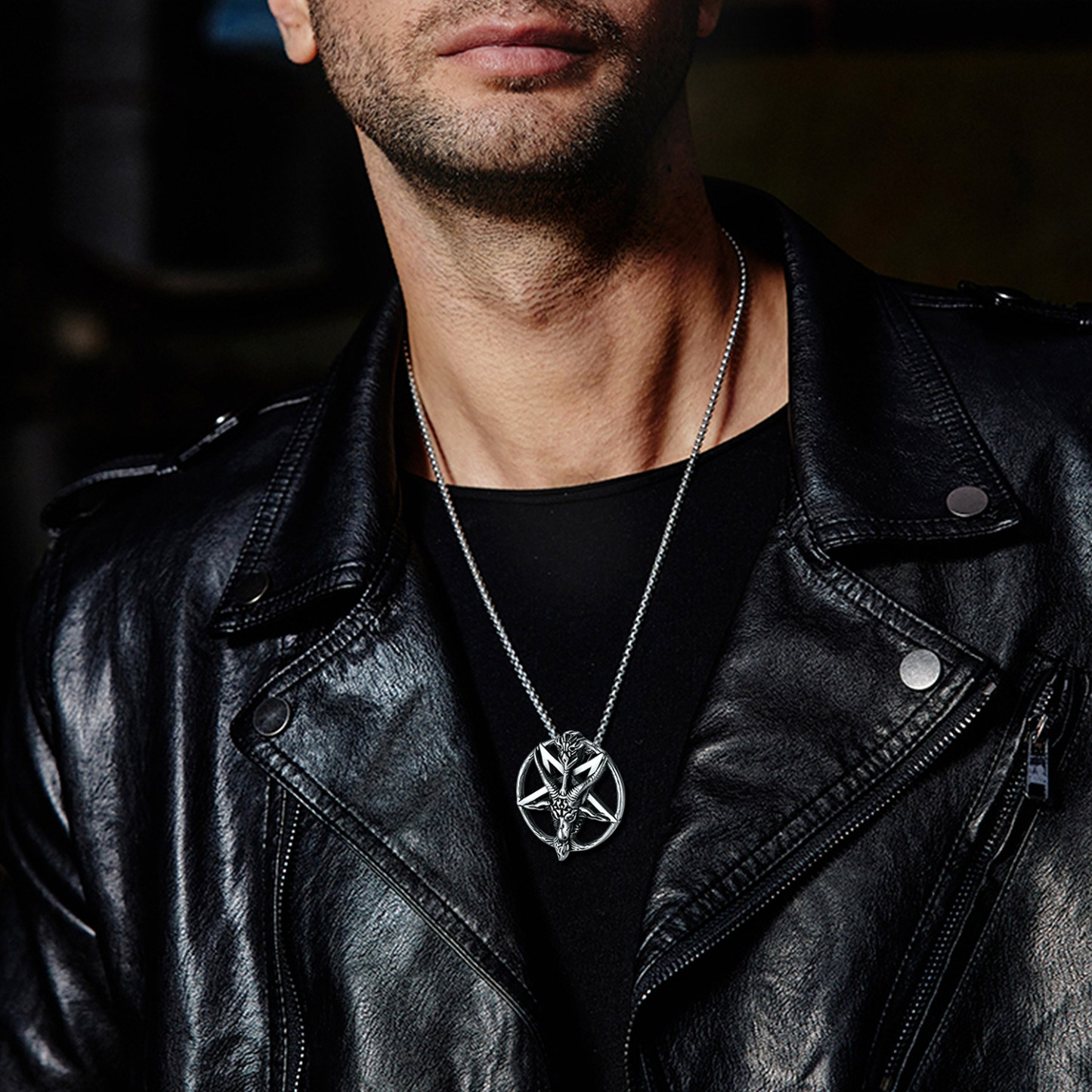 Goat Pendant Pentagram Necklace for Men-01