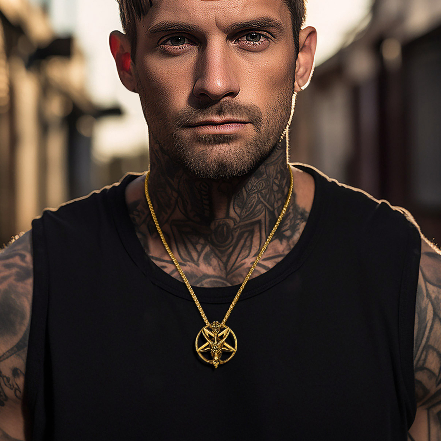 Goat Pendant Pentagram Necklace for Men-02