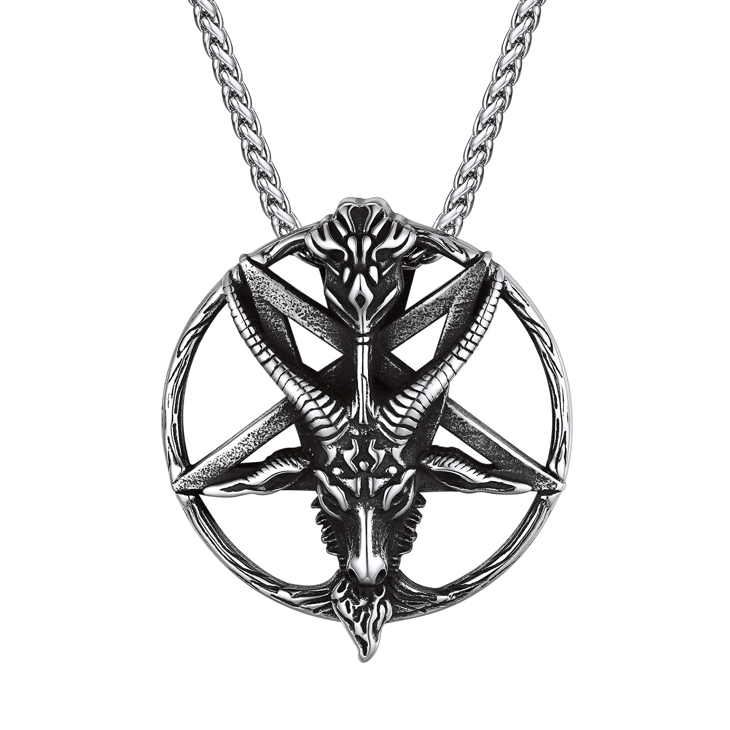 Goat Pendant Pentagram Necklace in Stainless Steel