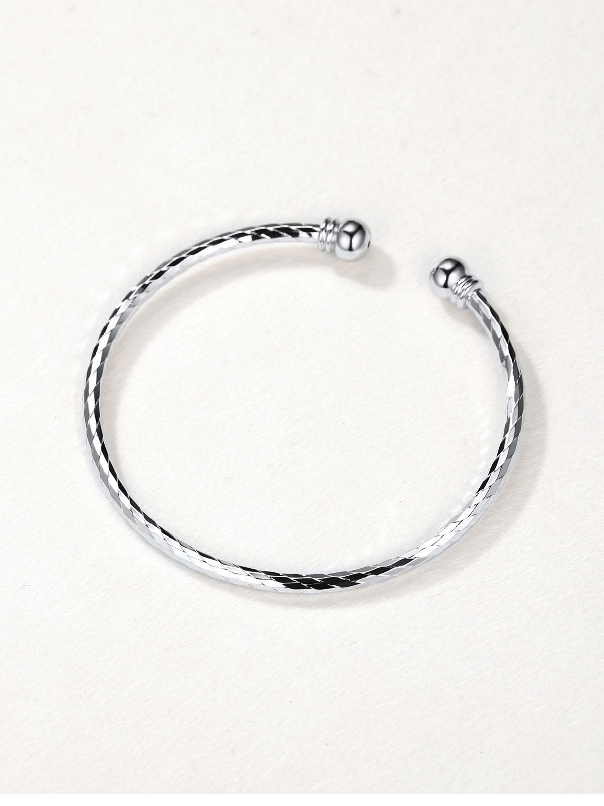 Open Adjustable Bangle Cuff Bracelet in Silver