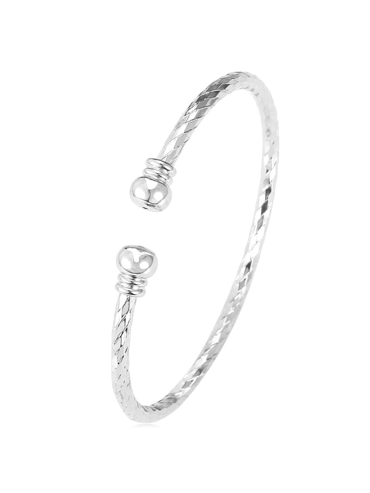 Open Adjustable Bangle Cuff Bracelet in Silver