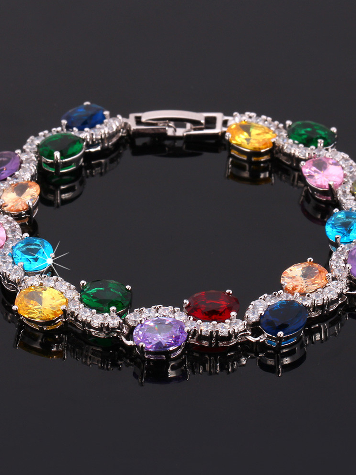 Tennis Chain Bracelet with CZ in Platinum Plated