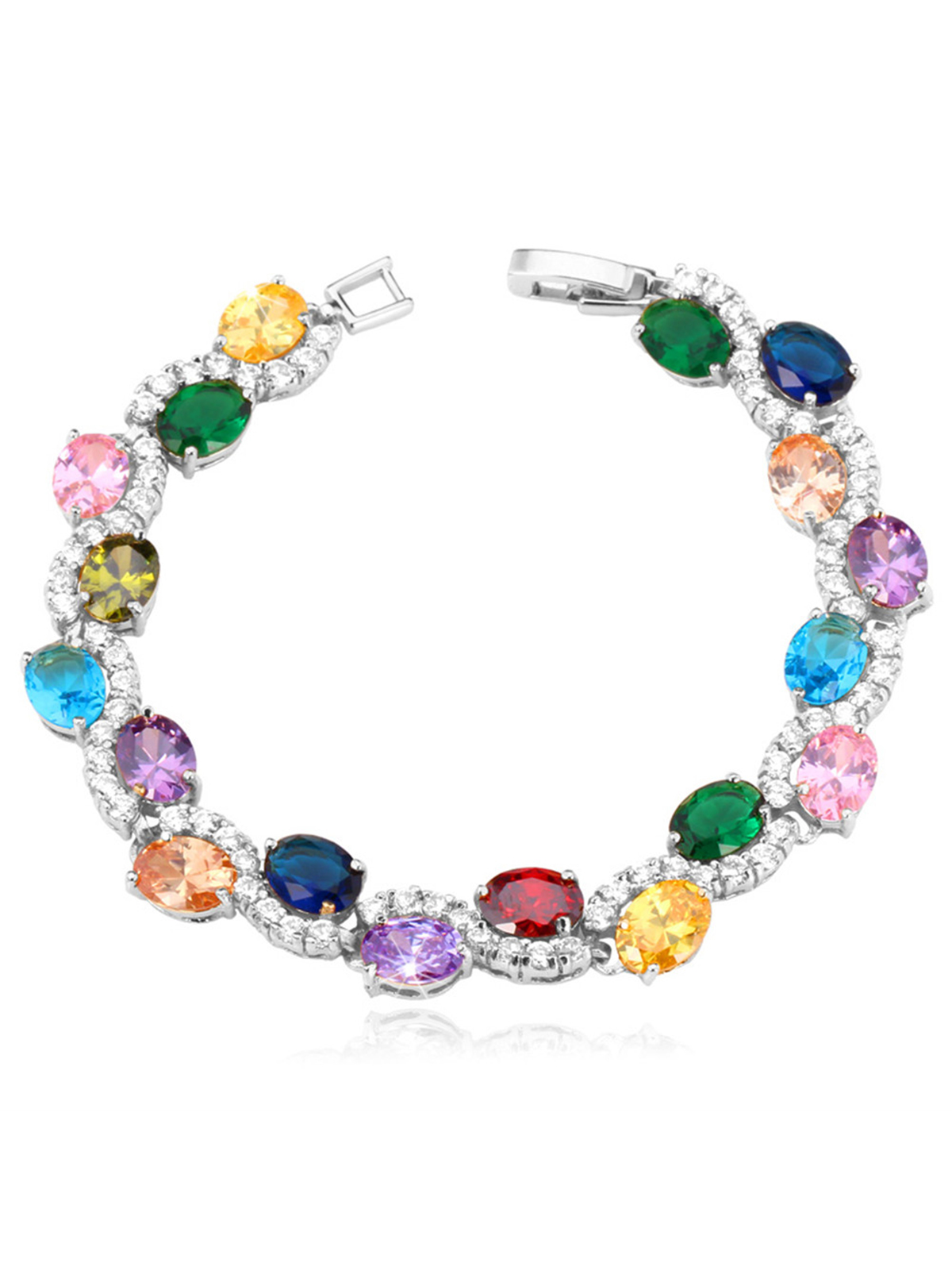 Tennis Chain Bracelet with CZ in Platinum Plated