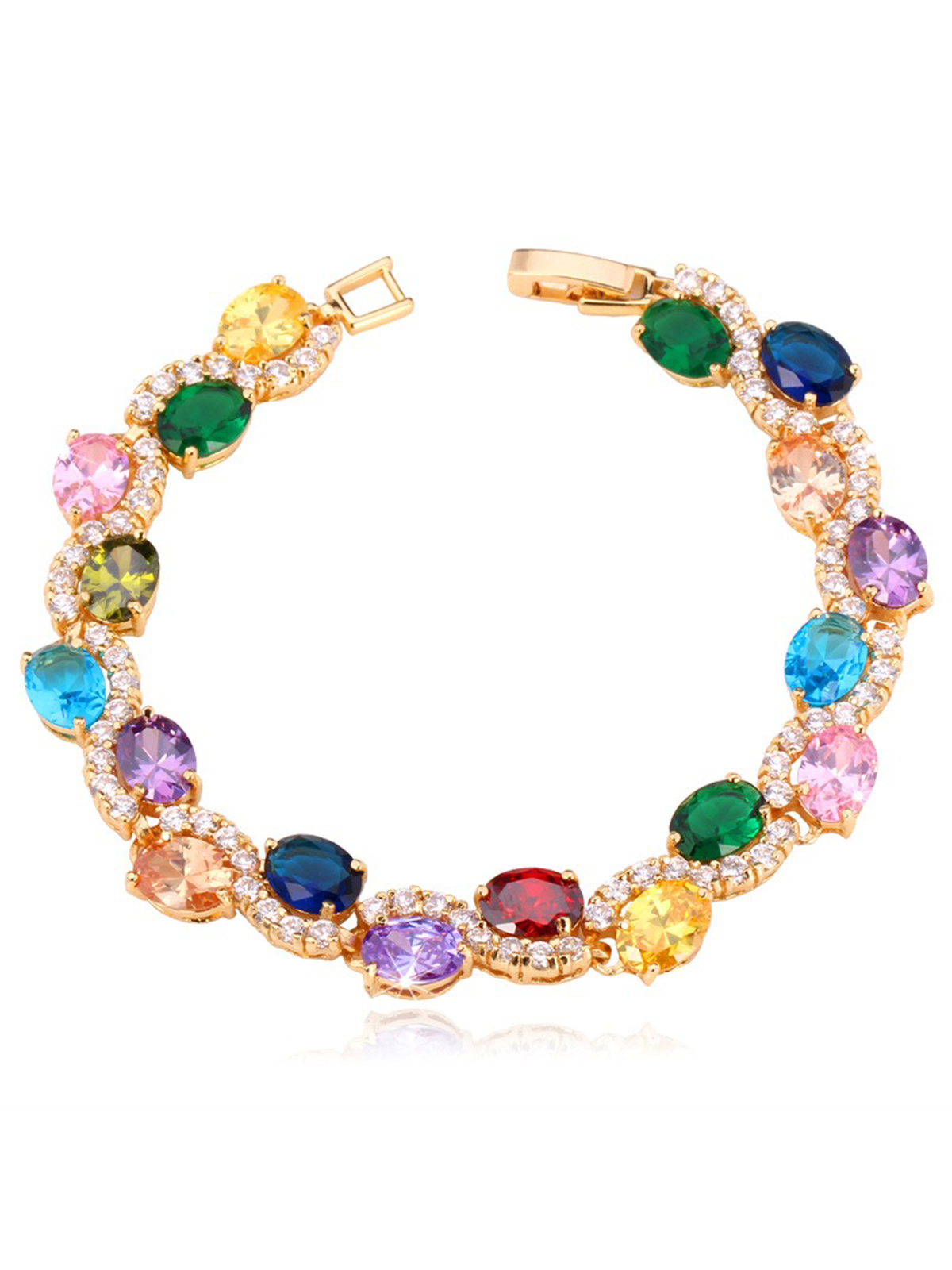 Tennis Chain Bracelet with CZ in 18K Gold Plated