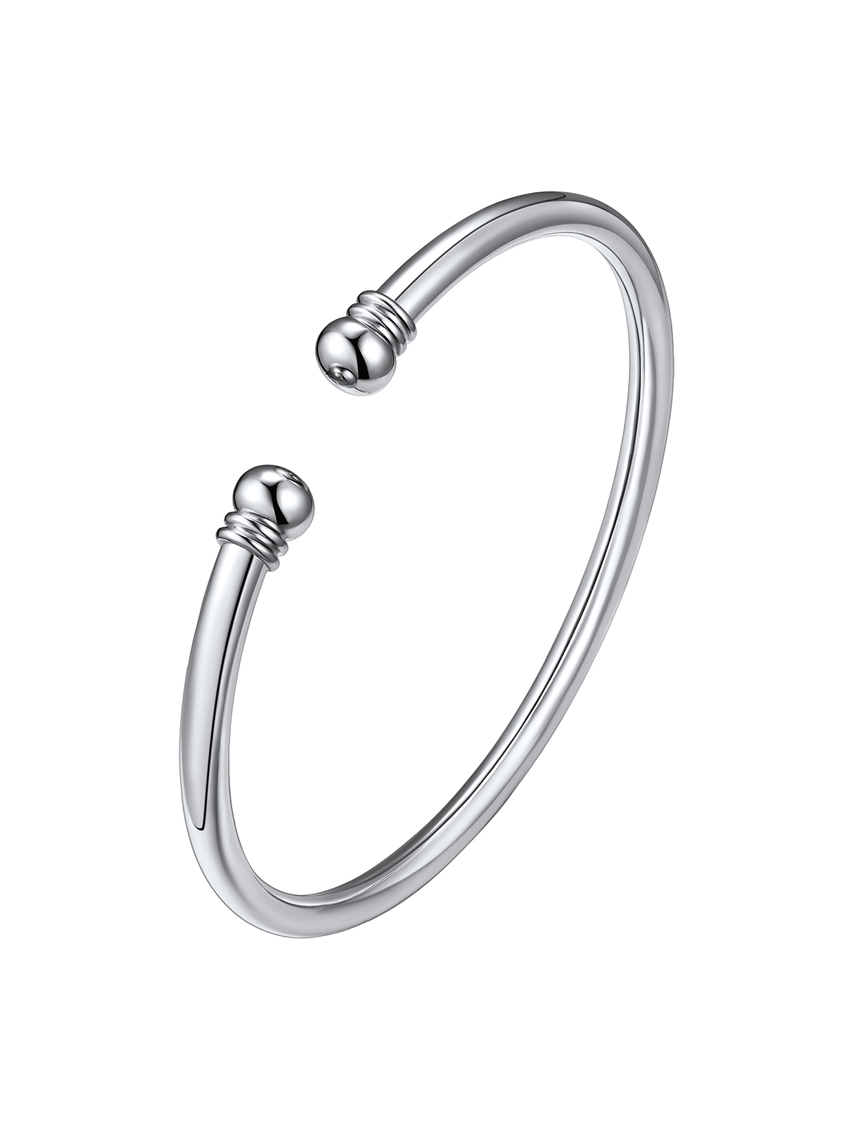 Open Adjustable Bangle Cuff Polished Bracelet in Platinum Plated