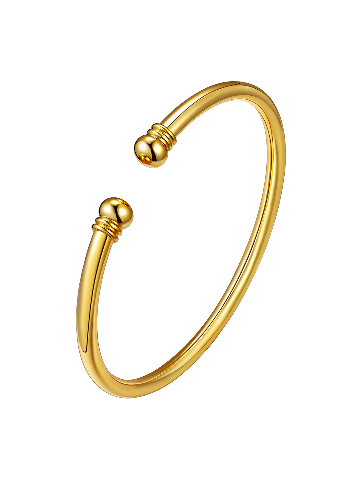 Open Adjustable Bangle Cuff Polished Bracelet in 14K Gold Plated
