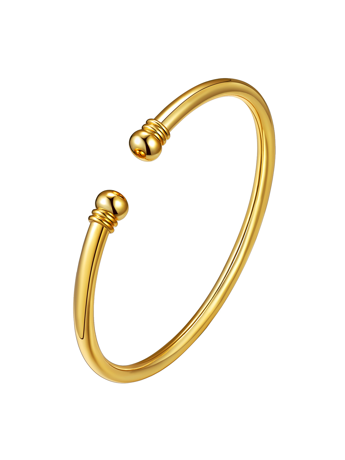 Open Adjustable Bangle Cuff Polished Bracelet in 14K Gold Plated