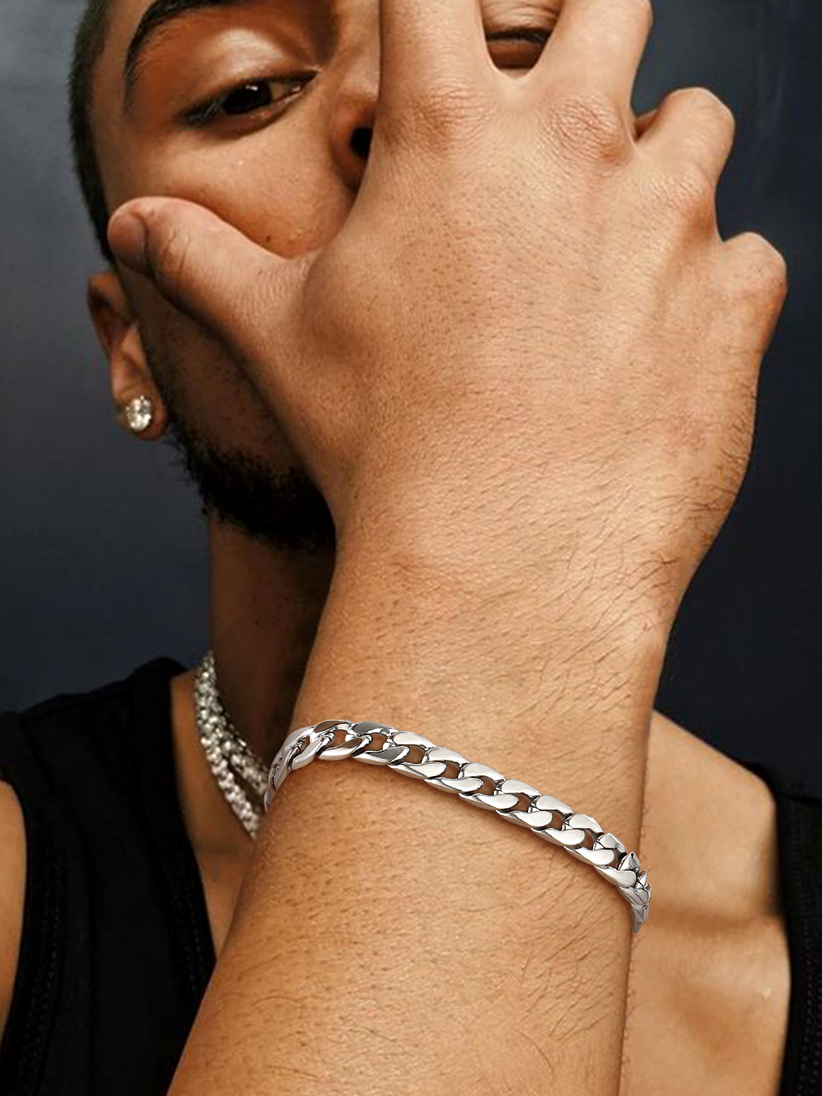 7mm Cuban Chain Bracelet in Platinum Plated