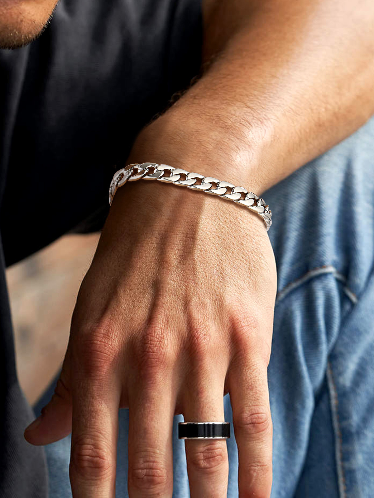 7mm Cuban Chain Bracelet in Platinum Plated
