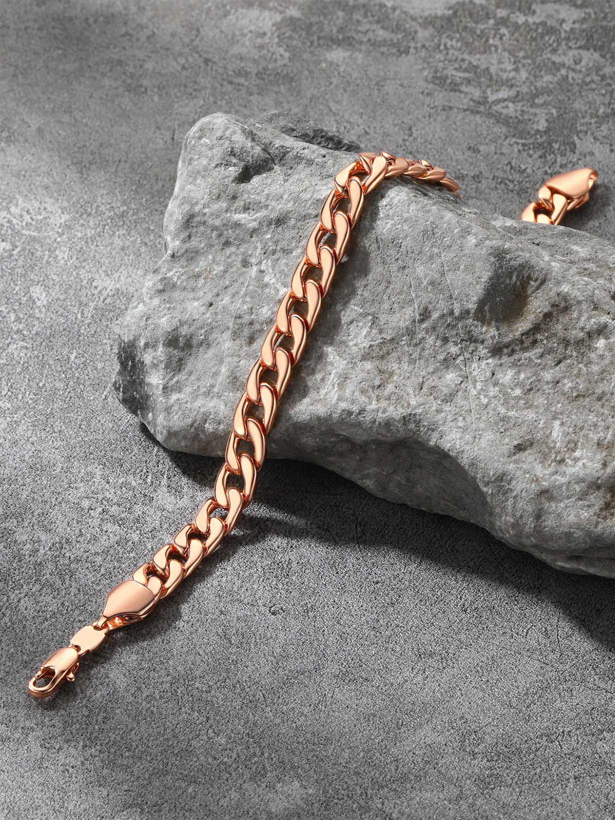 7mm Cuban Chain Bracelet in Rose Gold Plated