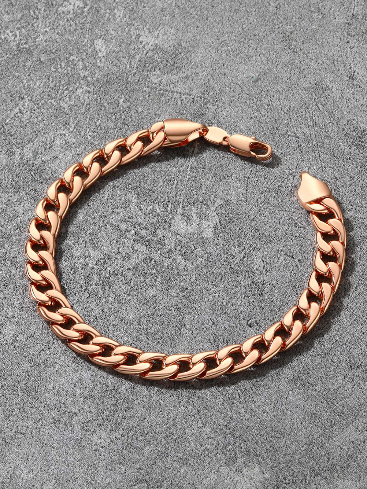 7mm Cuban Chain Bracelet in Rose Gold Plated