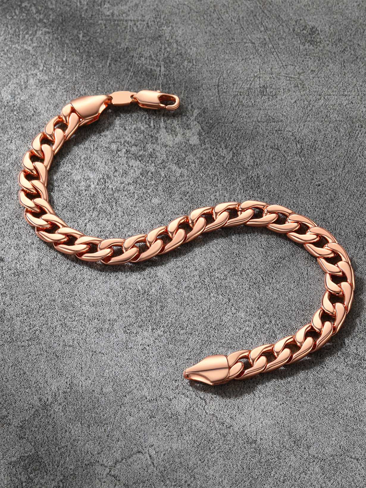 7mm Cuban Chain Bracelet in Rose Gold Plated