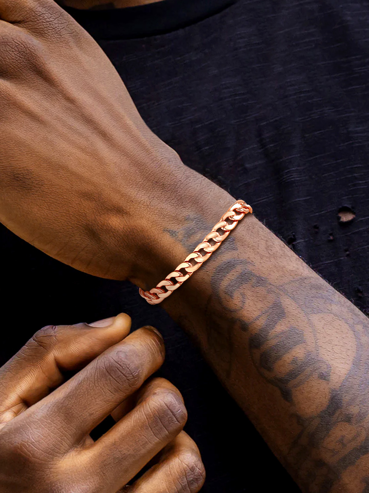 7mm Cuban Chain Bracelet in Rose Gold Plated